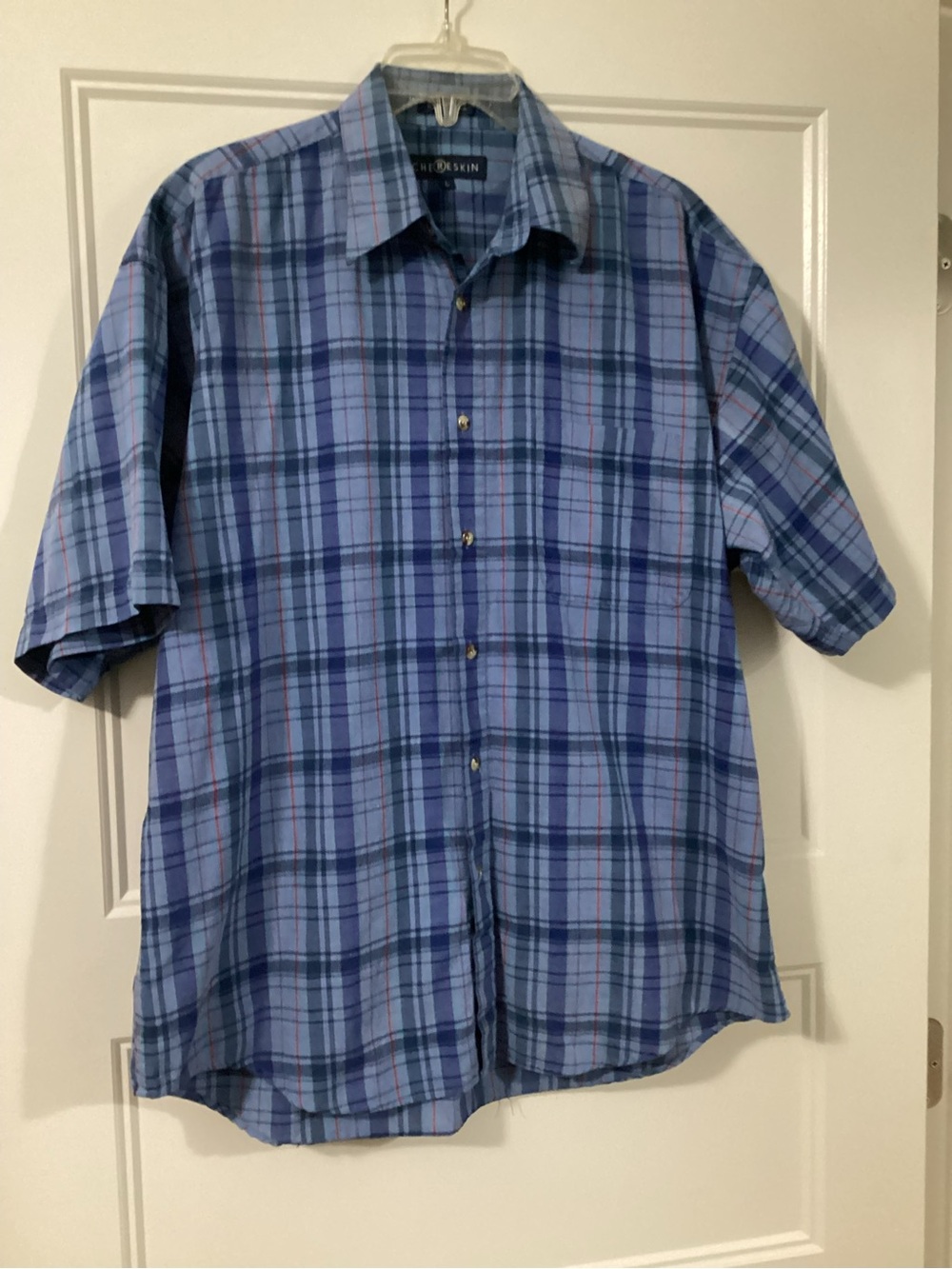 Chereskin Blue Plaid Short-Sleeve Button-Down Shirt